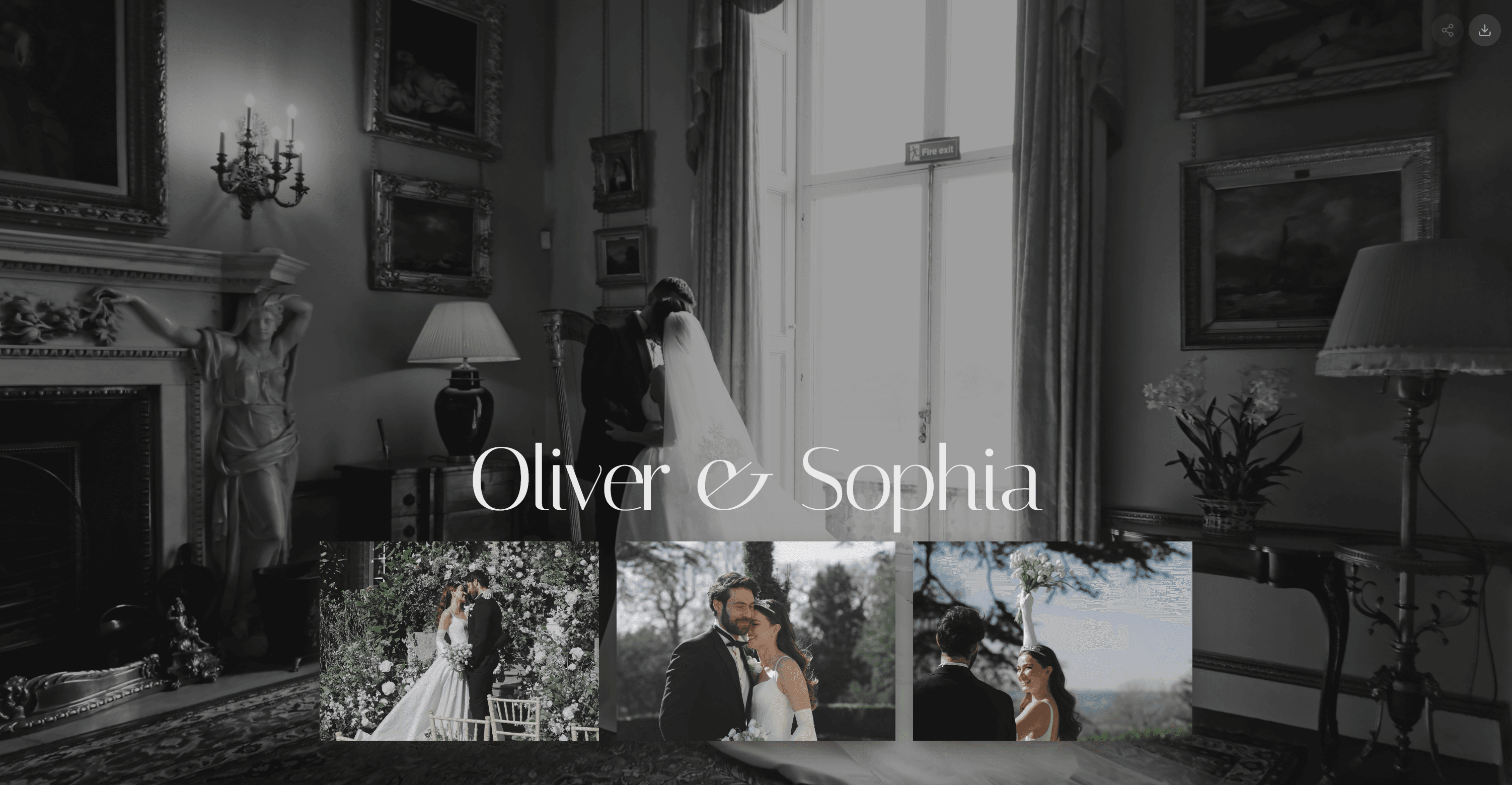 Oliver and Sophia wedding film gallery on Vyredo