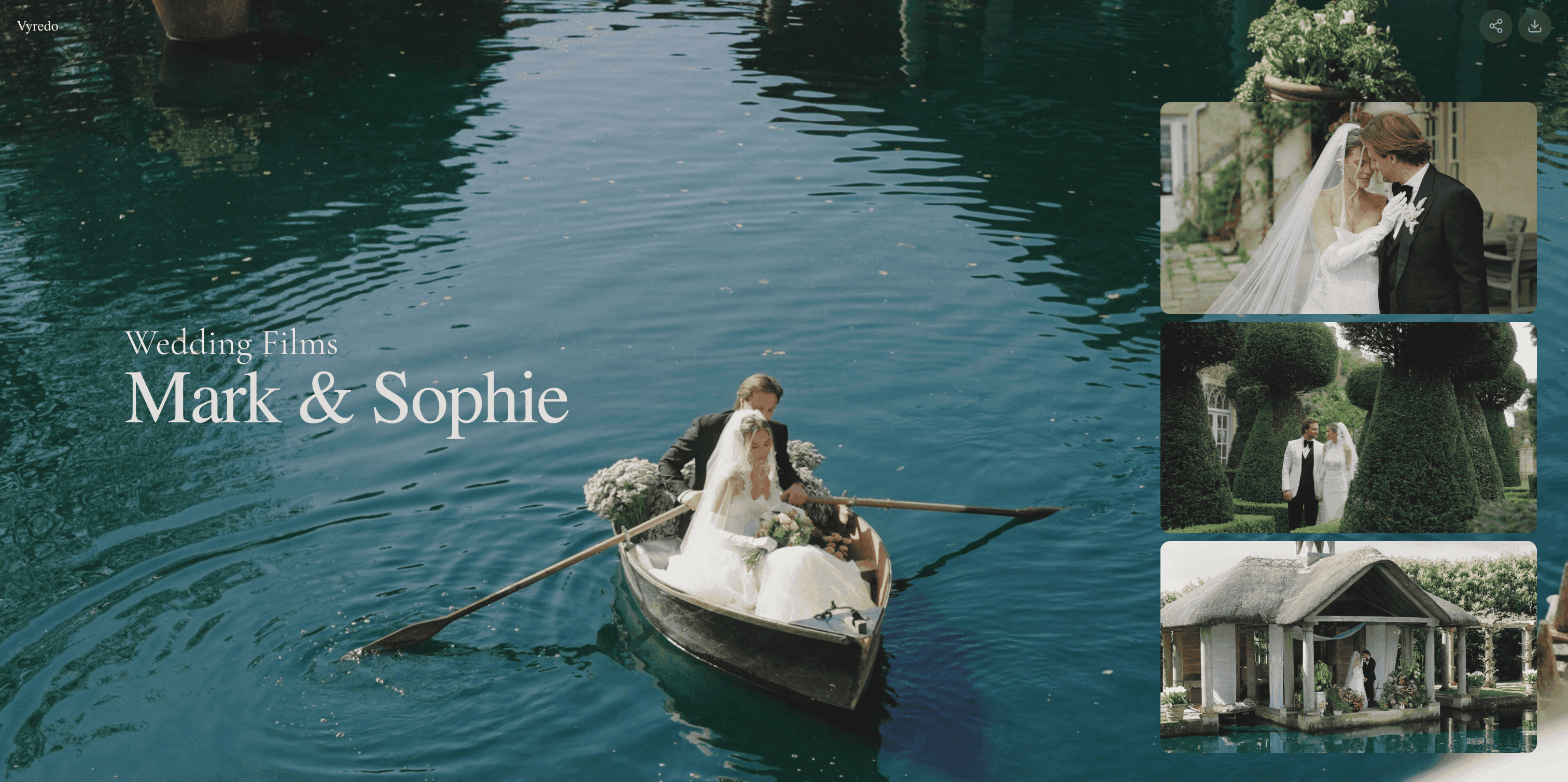Vyredo wedding gallery layout for Mark and Sophie