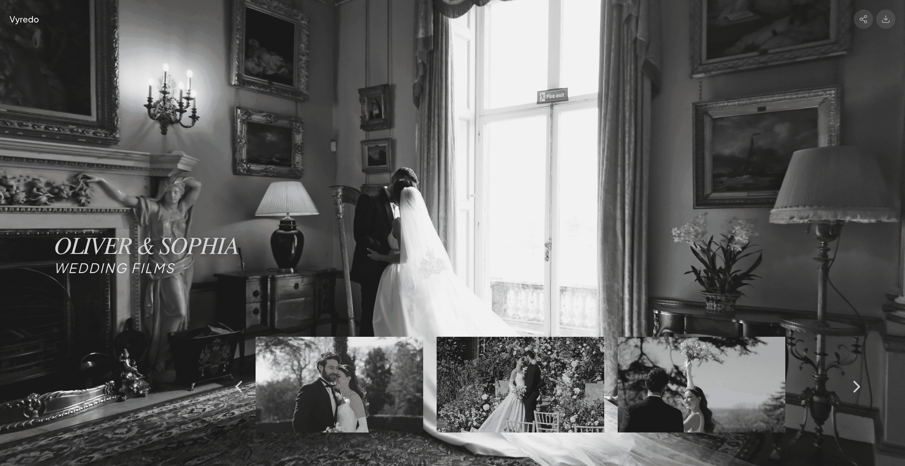 Vyredo wedding gallery layout for Oliver and Sophia